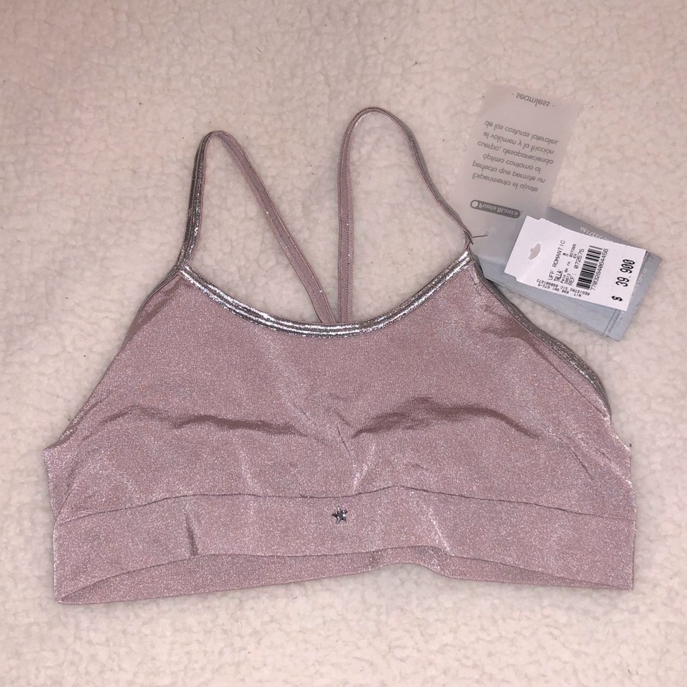 NWT pretty light purple sports bra w/silver lining